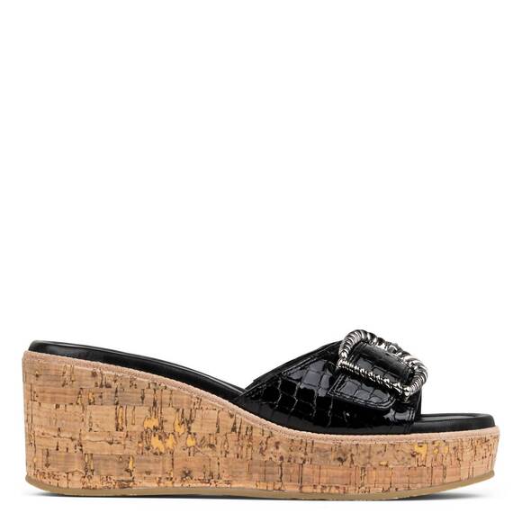 NEW DONALD PLINER women's alfee wedge sandals in black